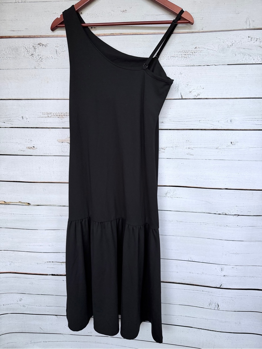 Banana Republic Black One Shoulder Ruffle Knit Midi Dress - Size Small - Picture 4 of 4